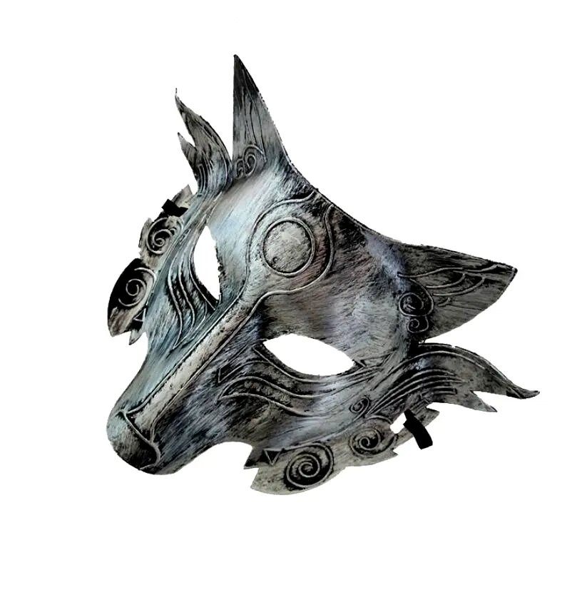 Masque Loup Argenté/Gris sur le coté