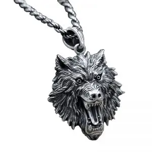 Collier Loup Argent Homme