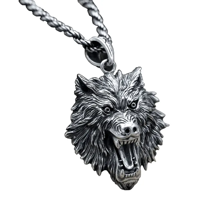 Collier Loup Argent Homme