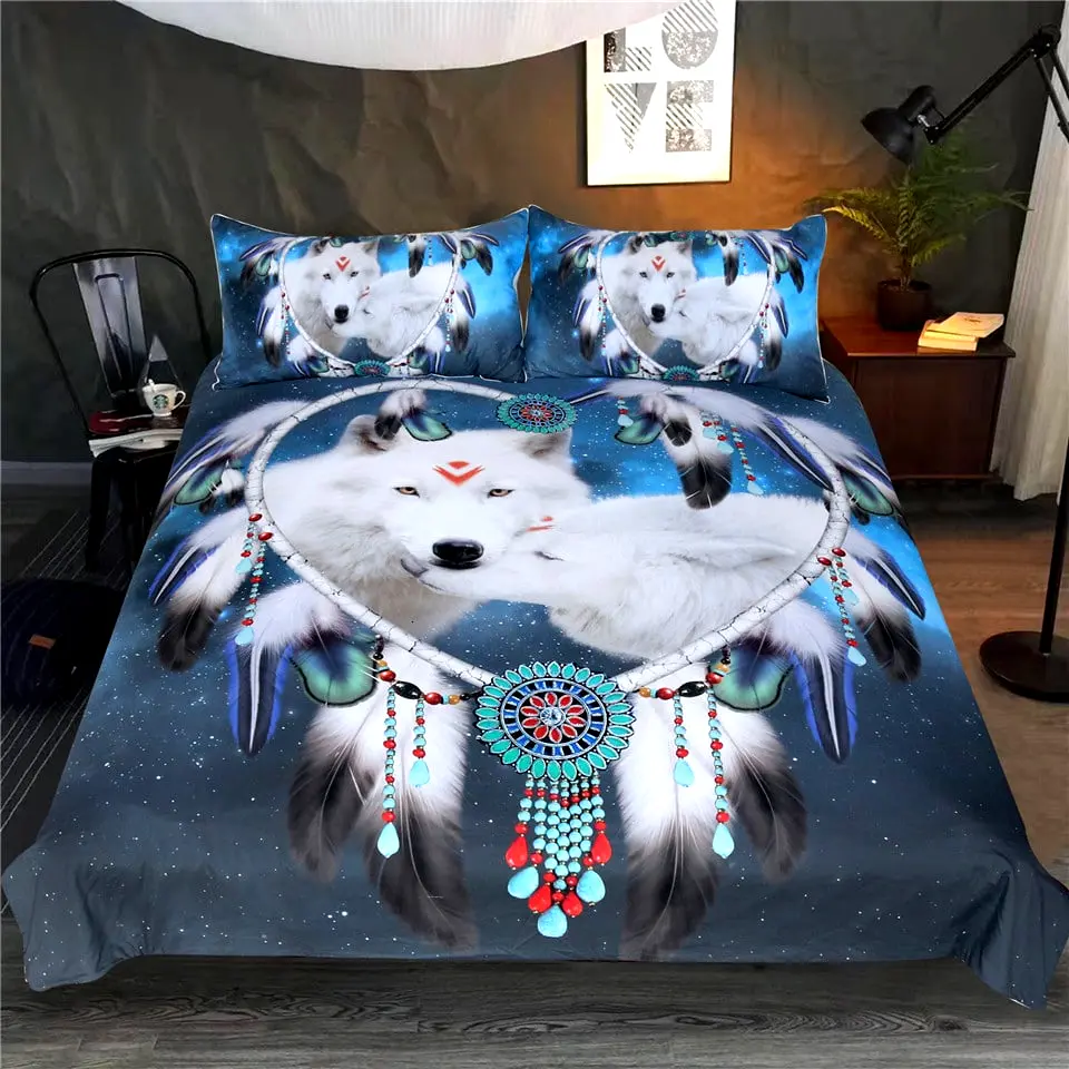 Housse de Couette Loup Attrape Rêve Blanc