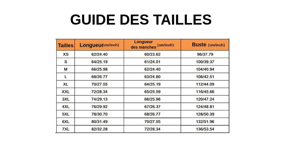 Guide des taille Sweat Loup